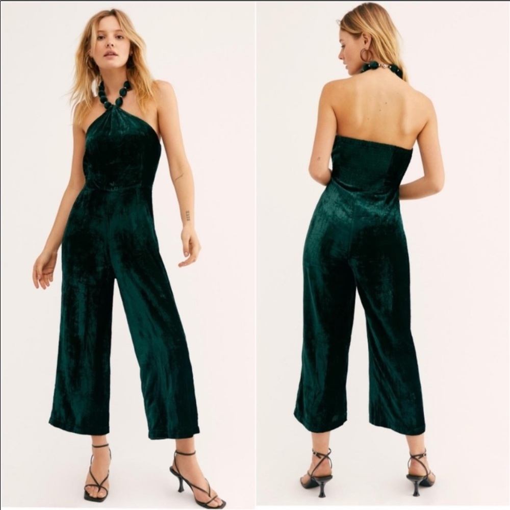 Samantha Pleet Green Velvet Jumpsuit (Size 4)